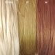 Color comparison from left to right: T27/613 Mixed Blond with Platinum Tips, 27 Strawberry Blond, 30 Light Auburn
