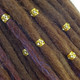 Gold rhinestone hair cuffs shown on brown and blue synthetic dreads