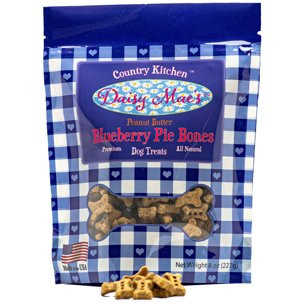 Daisy Mae's Country Kitchen™ Peanut Butter Blueberry Pie Bones are made in the USA with exceptional, wholesome, healthy ingredients and no corn, wheat or soy.