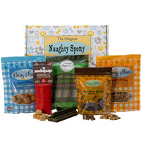 The Original Naughty Spotty™ Best Friend Box for Large Dogs comes filled with Dog Treats, Dog Chews and a Treat Dispenser.