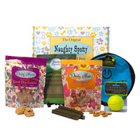 The Original Naughty Spotty™ Best Friend Box with Floppy Fetch Disc (Blue or Green) & EVA Foam Ball