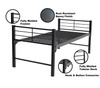 Square metal bed frame, black