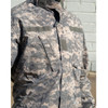 Close up of the front pockets on the Army Issue ACU UCP Jacket, Used