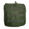 Tactical rip-away MOLLE pouch with a quick-release Velcro panel, top carry handle, and heavy-duty webbing in Olive