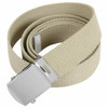 Classic Military Style Web Belt (Khaki belt and Chrome Buckle)