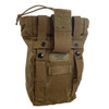 the back of the Coyote USMC issue dump pouch showing the attachment straps and hook and loop quick release the back of the Coyote USMC issue dump pouch showing the attachment straps and hook and loop quick release