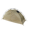 A lightweight solo military combat tent in khaki 