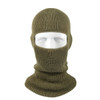 U.S. made single-hole tactical balaclava in an olive finish, covering the head and neck with a reinforced eye opening