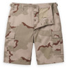 3 color desert camo bdu cargo short flat with the button fly open