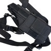 LBT modular shoulder holster in coyote brown with adjustable nylon straps and a secure thumb break retention system.