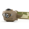 A large, easy-to-find push button on top of the housing controls all mode functions and customization