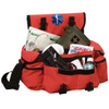 Has 2 zipper side pockets, 2 open top front pockets, and an inside zipper pocket with tool loops
