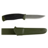 Morakniv Companion Stainless Steel knife a image with the knife not having the polymer sheath. Then the knife under it has the polymer sheath