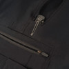 close of of the pocket for a knife and the zipper pocket 