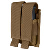 Front side of the Double Pistol Mag Pouch in the color coyote 
