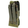 Back side of the mag pouch showing the MOLLE webbing and the straps