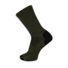 Army Green Soffe tactical trainer crew sock featuring reinforced heel and toe cushioning and ventilation mesh channels on the top of the foot.
