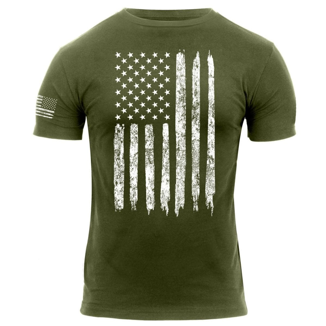 Rothco Distressed US Flag T-Shirt Olive Drab 2832