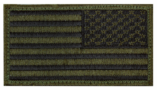 Reversed American Flag Patch Olive & Black, Hook Back