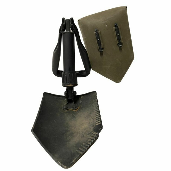 U.S. Issue AMES Tri-fold Shovel folded with the cover in the top right U.S. Issue AMES Tri-fold Shovel folded with the cover in the top right