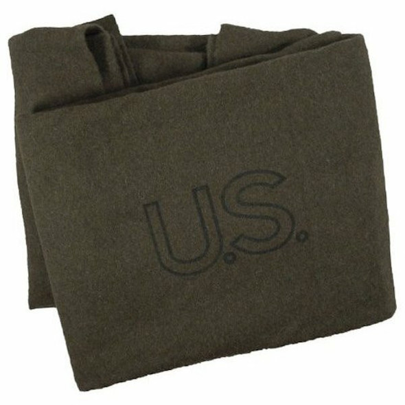 Wood Army Blanket olive green with US stamp 