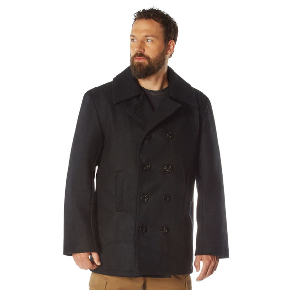 Ultra Force USN Navy Type Pea Coat, Black Ultra Force USN Navy Type Pea Coat, Black