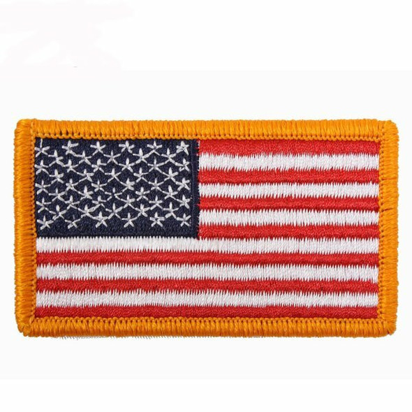 Standard color American flag embroidered patch with a hook-and-loop backing for tactical vests and operator caps.