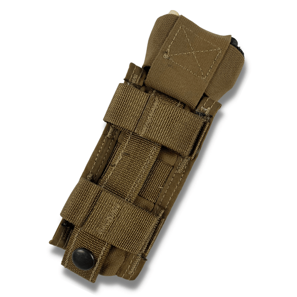 Back side of the NAR C-A-T TQ Tourniquet Holder showing the MOLLE webbing and the sna[ps Back side of the NAR C-A-T TQ Tourniquet Holder showing the MOLLE webbing and the sna[ps