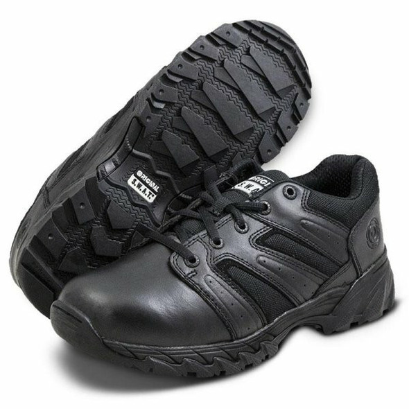 Black Original SWAT Chase low cut duty shoes with polishable leather toe and athletic outsole.