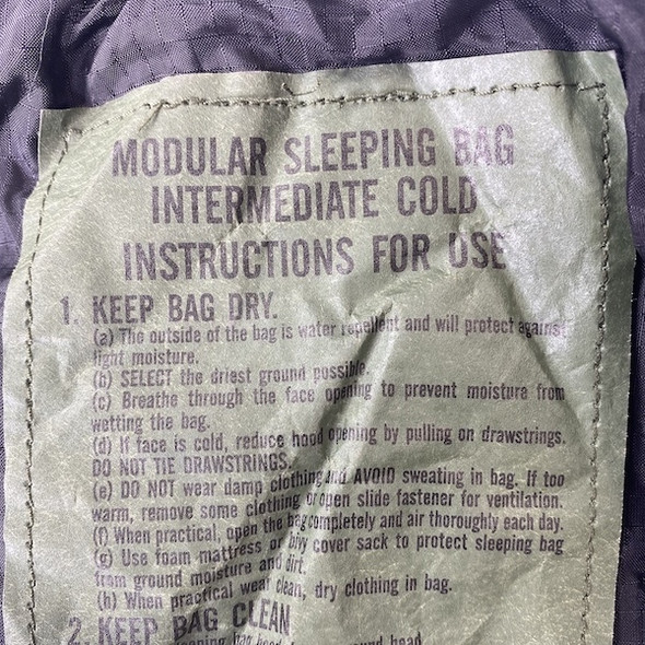 Military Issue Sleeping Bag, Intermediate Cold Weather Black - Used