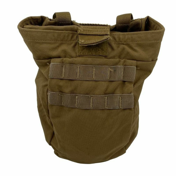 The front view of the MOLLE USMC issue dump pouch with MOLLE attachments The front view of the MOLLE USMC issue dump pouch with MOLLE attachments
