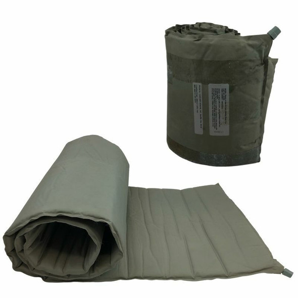 U.S. Issue Self-Inflating Sleeping Mat in the top right folded up, and in the bottom left the mat is half rolled U.S. Issue Self-Inflating Sleeping Mat in the top right folded up, and in the bottom left the mat is half rolled