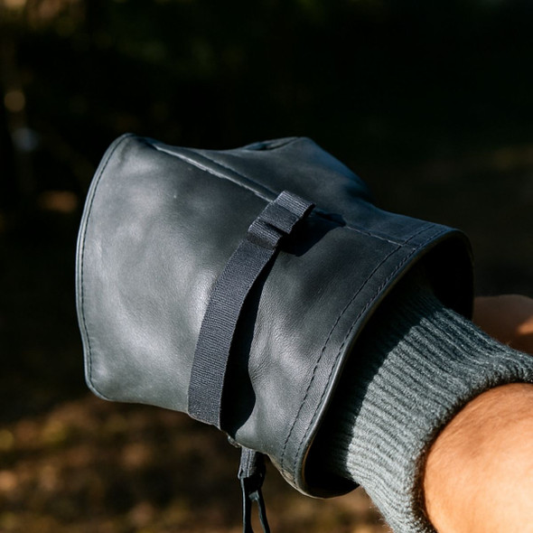 D3A leather glove being put on with a wool military liner underneath D3A leather glove being put on with a wool military liner underneath