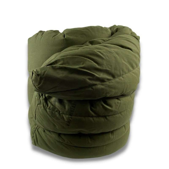 The U.S. Extreme Cold Weather Vintage Sleeping Bag rolled up The U.S. Extreme Cold Weather Vintage Sleeping Bag rolled up