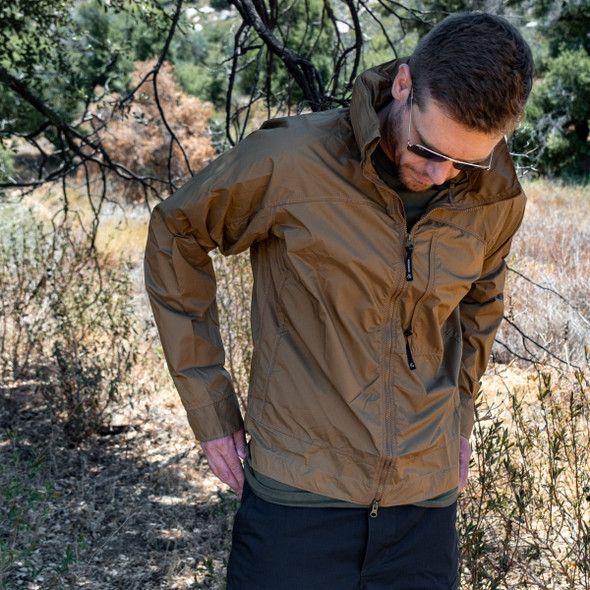 bora jacket on a male zipped up looking down bora jacket on a male zipped up looking down