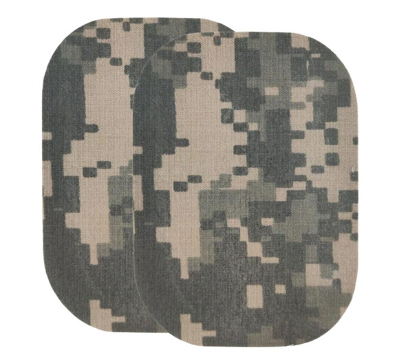 Self-adhesive ACU digital camouflage repair patch for fixing rips in military uniforms and tactical gear.