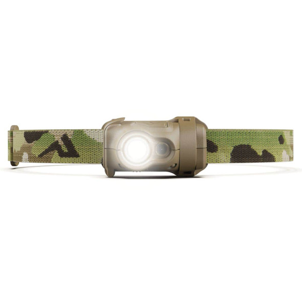Princeton Tec Byte Tactical Headlamp, 200 Lumens in the color Multicam with white light on