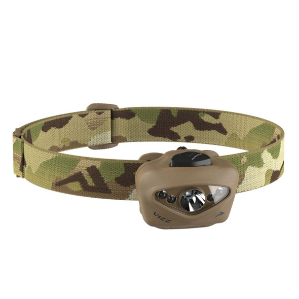 Princeton Tec Vizz RGB 550 Lumens in multicam color band  and a tan light