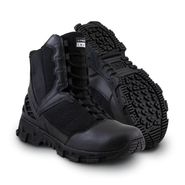 Original SWAT Alpha Freedom 8" Hands Free Boot in black. One pair showing the bottom sole thread Original SWAT Alpha Freedom 8" Hands Free Boot in black. One pair showing the bottom sole thread