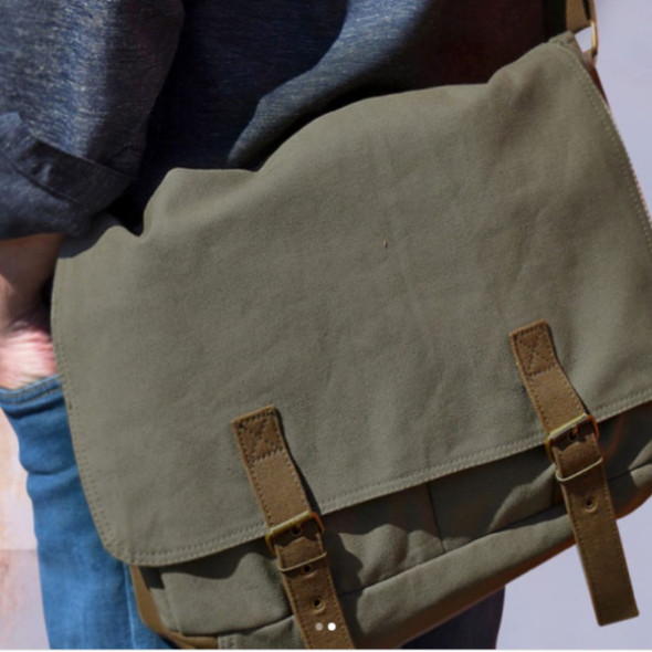 Vintage Style Olive Canvas Messenger Bag