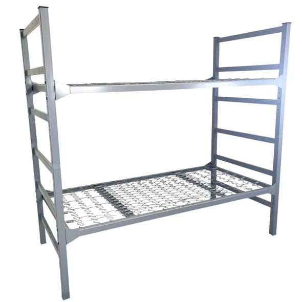 Military Adjustable Metal Bunk Bed, silver