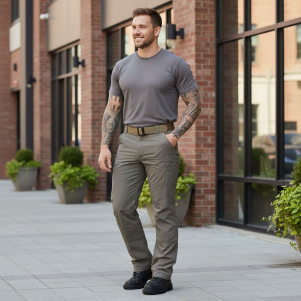 Model infront of a building wearing the Men's TRU-SPEC® 24-7 Series Pro Vector Pants in khaki