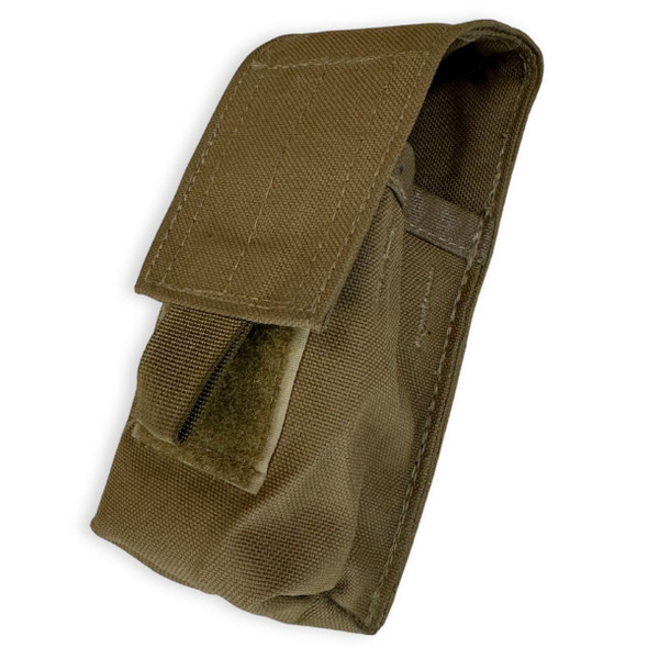 Used LBT smoke grenade pouch with MOLLE webbing and secure buckled closure