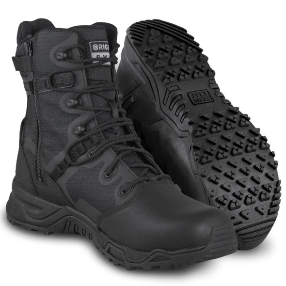 Alpha Fury 2.0 8 Polishable Toe Side Zip in black boosted with new IGNITE midsole technology. One pair with bottom sole showing the thread Alpha Fury 2.0 8 Polishable Toe Side Zip in black boosted with new IGNITE midsole technology. One pair with bottom sole showing the thread