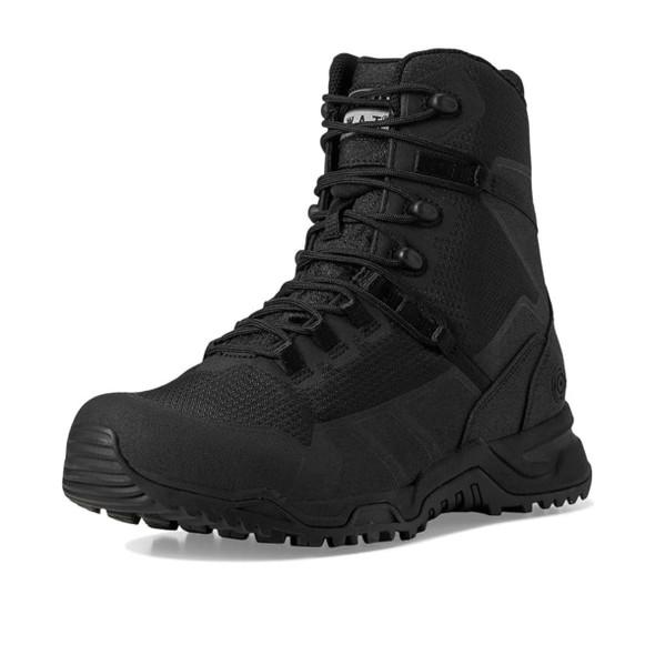 Alpha Fury 2.0 8 Polishable Toe Side Zip, Waterproof in the color black showing the lacing on the boot Alpha Fury 2.0 8 Polishable Toe Side Zip, Waterproof in the color black showing the lacing on the boot