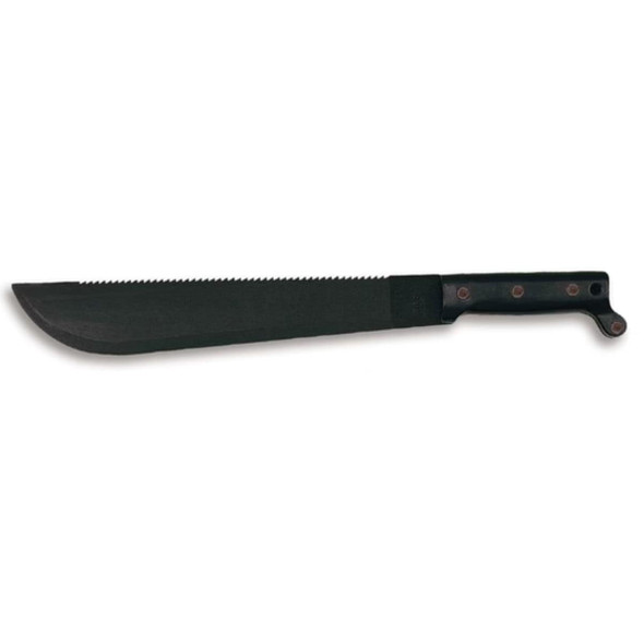 Ontario 22" Traditional Machete in black showing the blade and handle Ontario 22" Traditional Machete in black showing the blade and handle