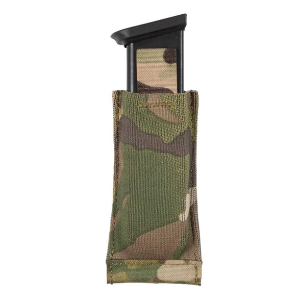 Elastic Pistol Mag Pouch in the color multicam with a mag inside Elastic Pistol Mag Pouch in the color multicam with a mag inside