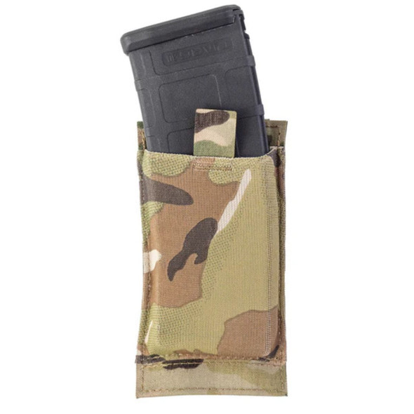 Elastic Single Rifle Mag Pouch in the color Multicam with a Mag inside Elastic Single Rifle Mag Pouch in the color Multicam with a Mag inside