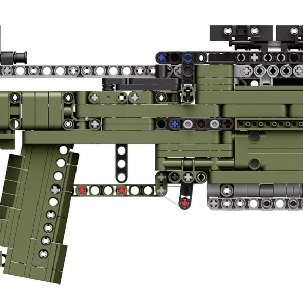 Close up of the building blocks and the trigger 