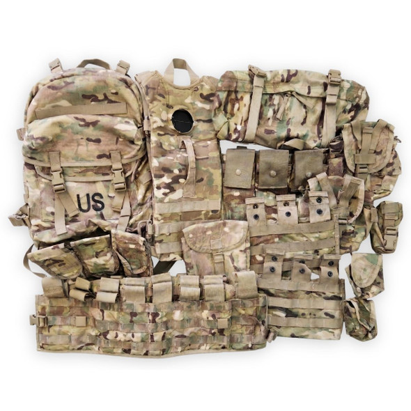 U.S. Army Issue Rifleman Set MOLLE II, OCP MultiCam with pieces layed out